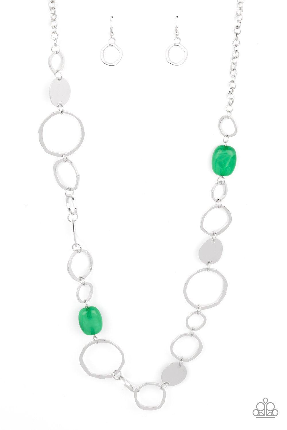 Colorful Combo Green and Silver Necklace - Paparazzi Accessories- lightbox - CarasShop.com - $5 Jewelry by Cara Jewels