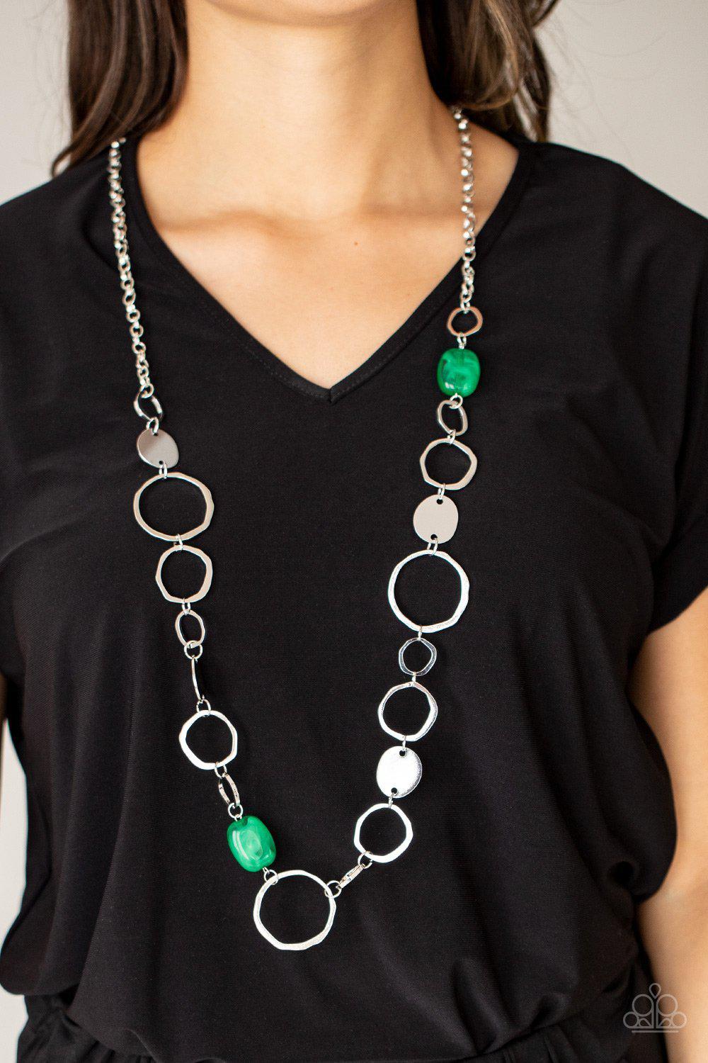 Colorful Combo Green and Silver Necklace - Paparazzi Accessories- lightbox - CarasShop.com - $5 Jewelry by Cara Jewels