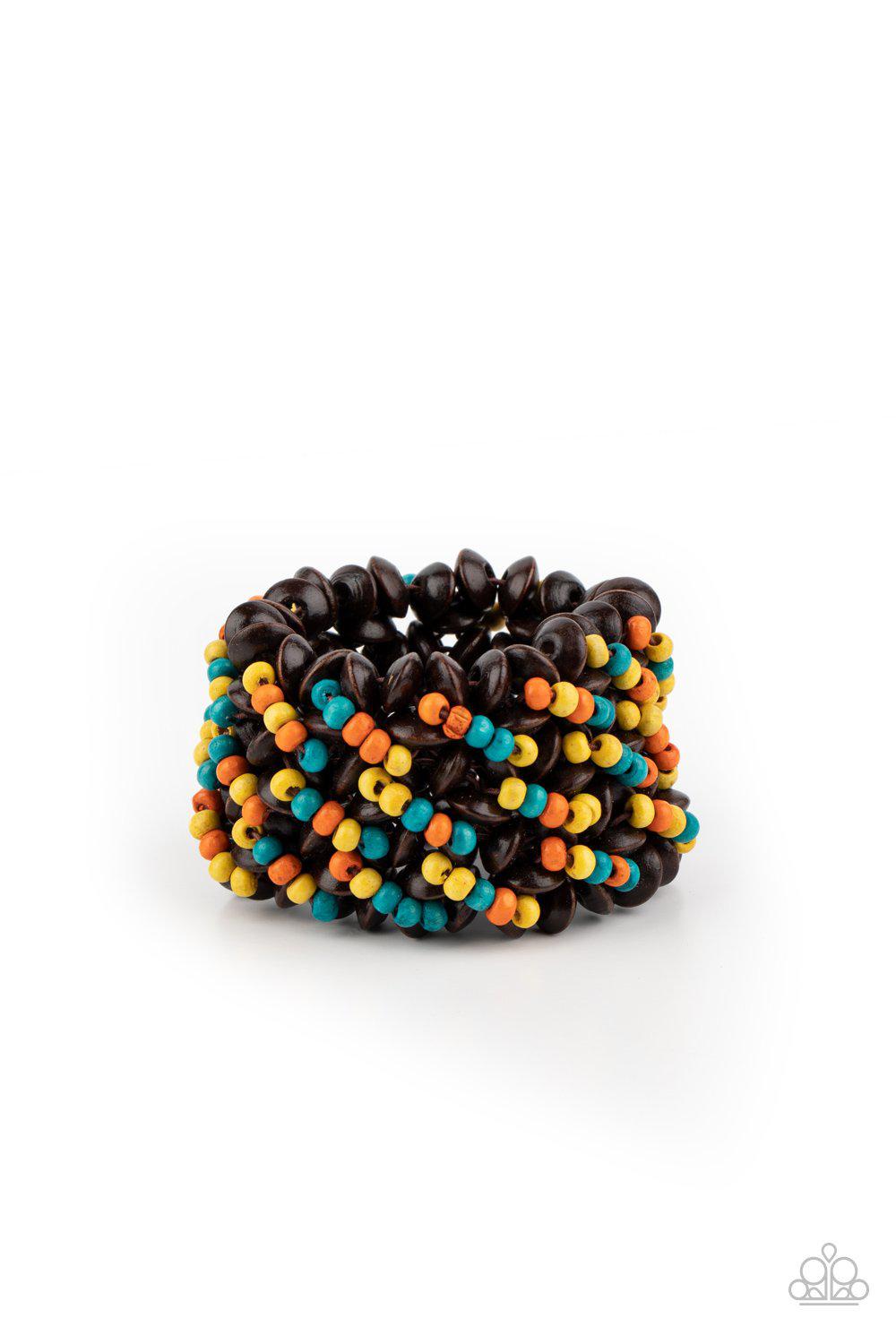 Cozy in Cozumel Multi and Brown Wood Bracelet - Paparazzi Accessories- lightbox - CarasShop.com - $5 Jewelry by Cara Jewels