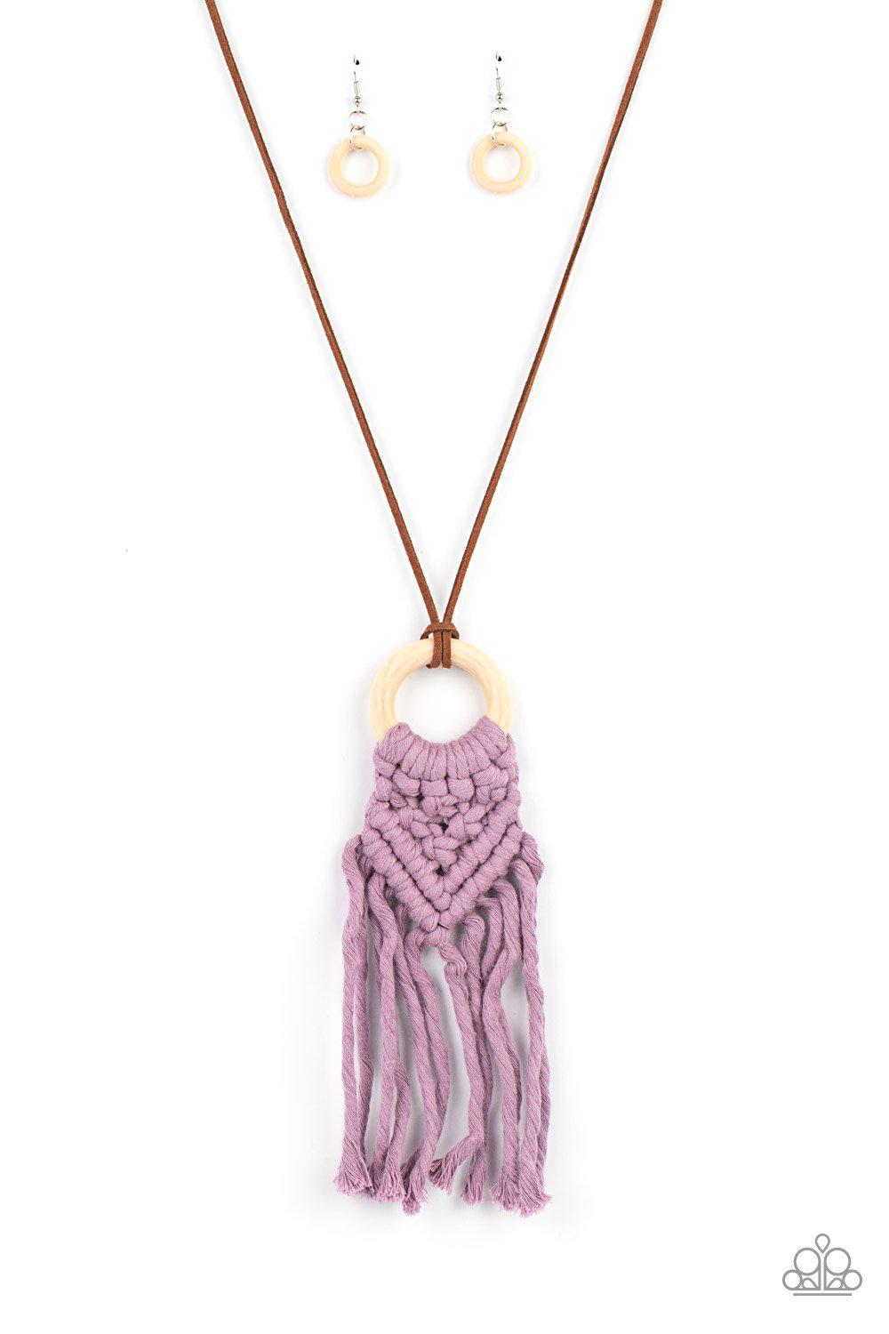 Crafty Couture Purple Macrame Necklace - Paparazzi Accessories - lightbox -CarasShop.com - $5 Jewelry by Cara Jewels