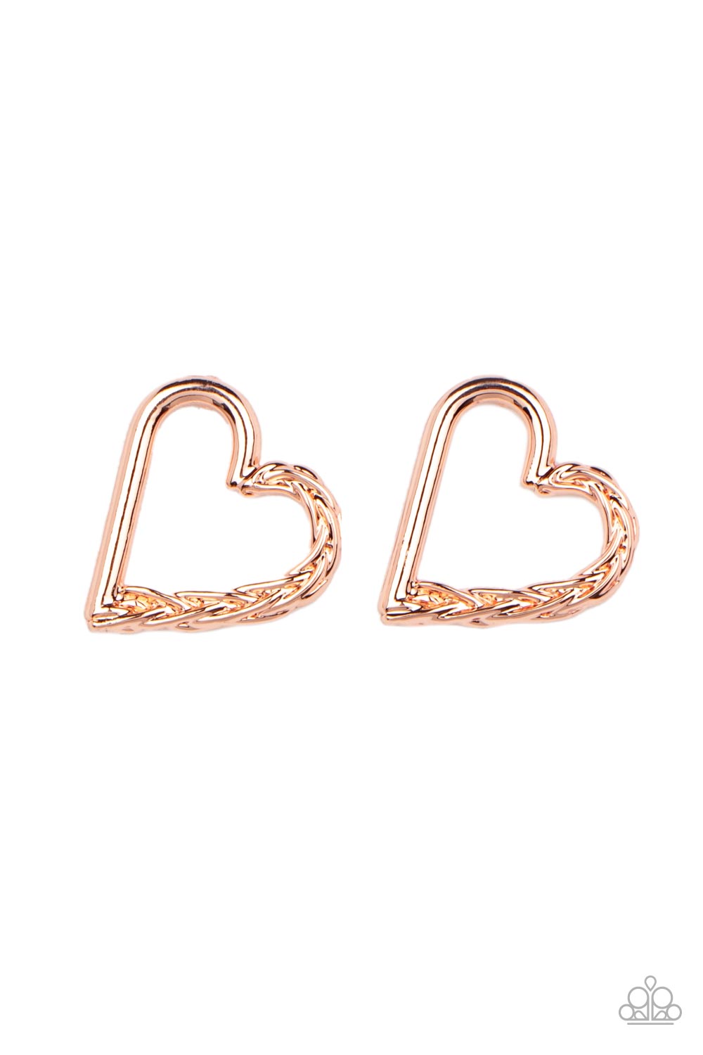 Cupid, Who? Copper Heart Post Earrings - Paparazzi Accessories- lightbox - CarasShop.com - $5 Jewelry by Cara Jewels