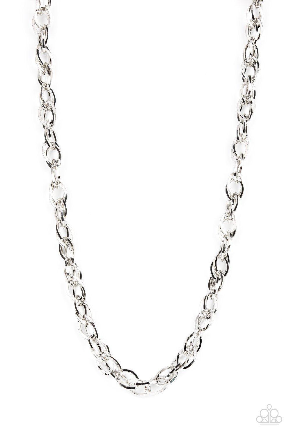 Custom Couture Men's Silver Necklace - Paparazzi Accessories - model -CarasShop.com - $5 Jewelry by Cara Jewels