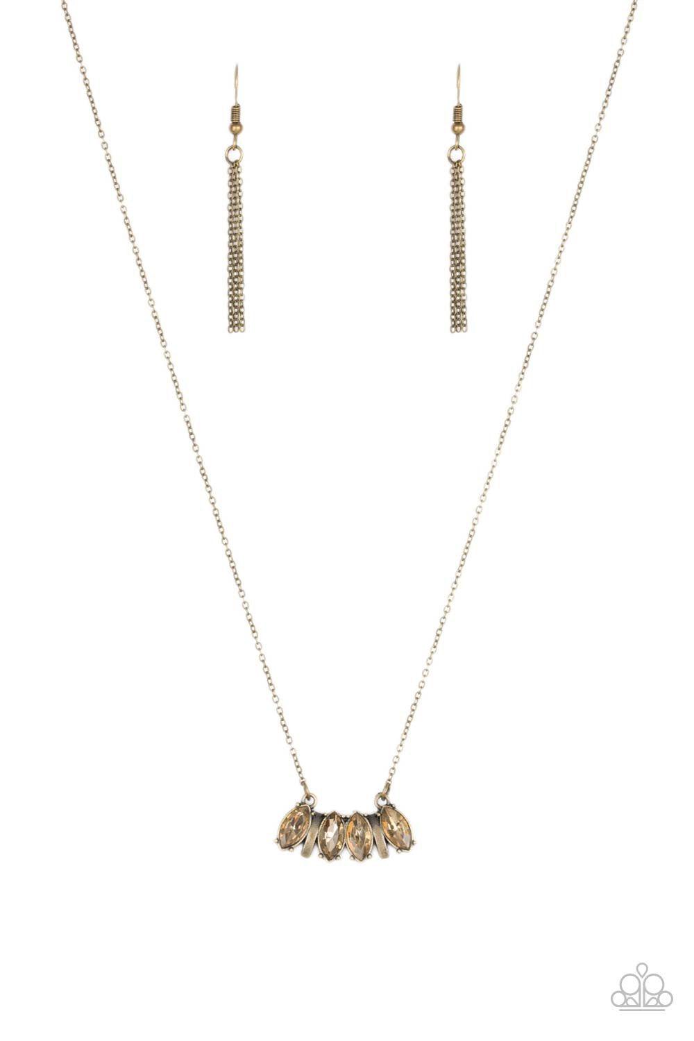 Deco Decadence Brass Necklace - Paparazzi Accessories- lightbox - CarasShop.com - $5 Jewelry by Cara Jewels