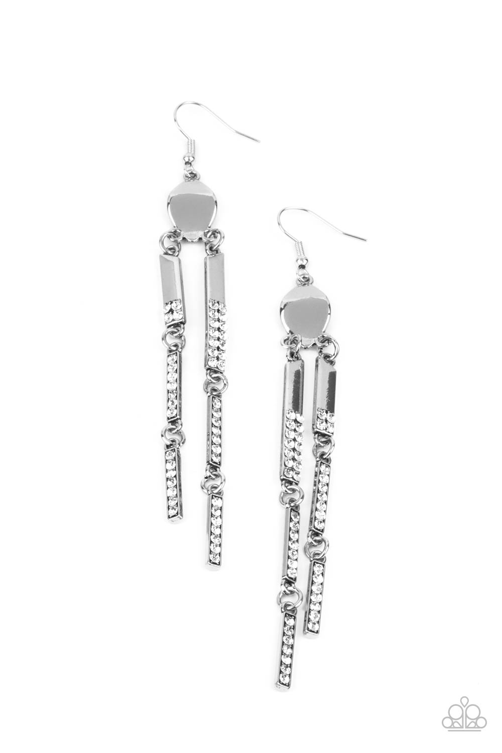 Defined Dazzle White Rhinestone Earrings - Paparazzi Accessories- lightbox - CarasShop.com - $5 Jewelry by Cara Jewels