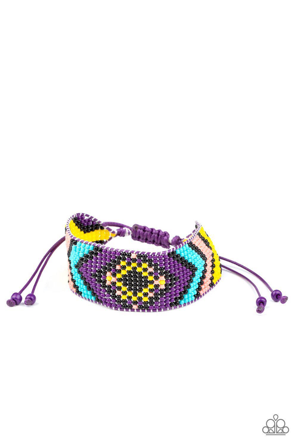 Desert Dive Purple Seed Bead Urban Sliding Knot Bracelet - Paparazzi Accessories- lightbox - CarasShop.com - $5 Jewelry by Cara Jewels