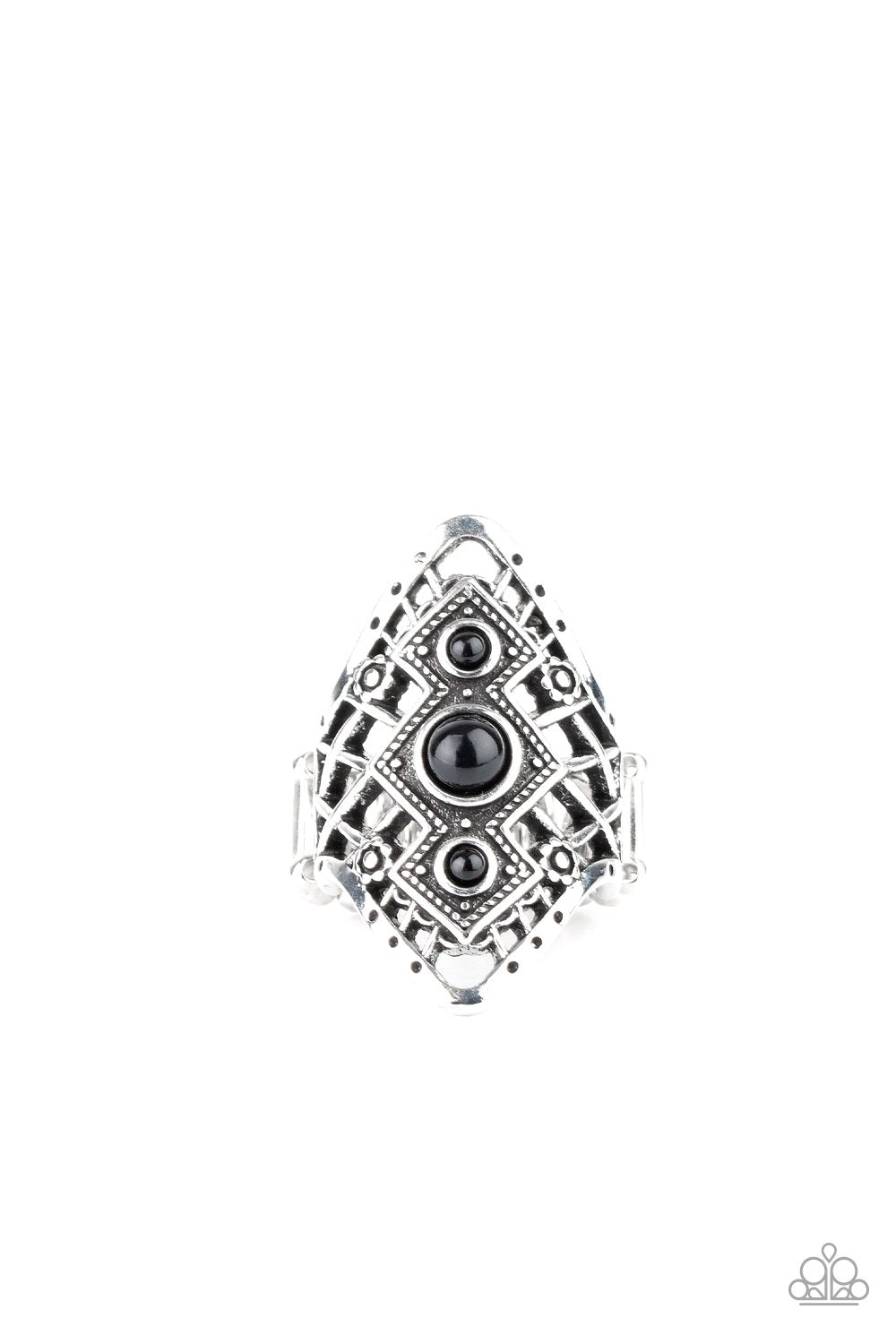 Desert Dreamland Black and Silver Ring - Paparazzi Accessories - lightbox -CarasShop.com - $5 Jewelry by Cara Jewels