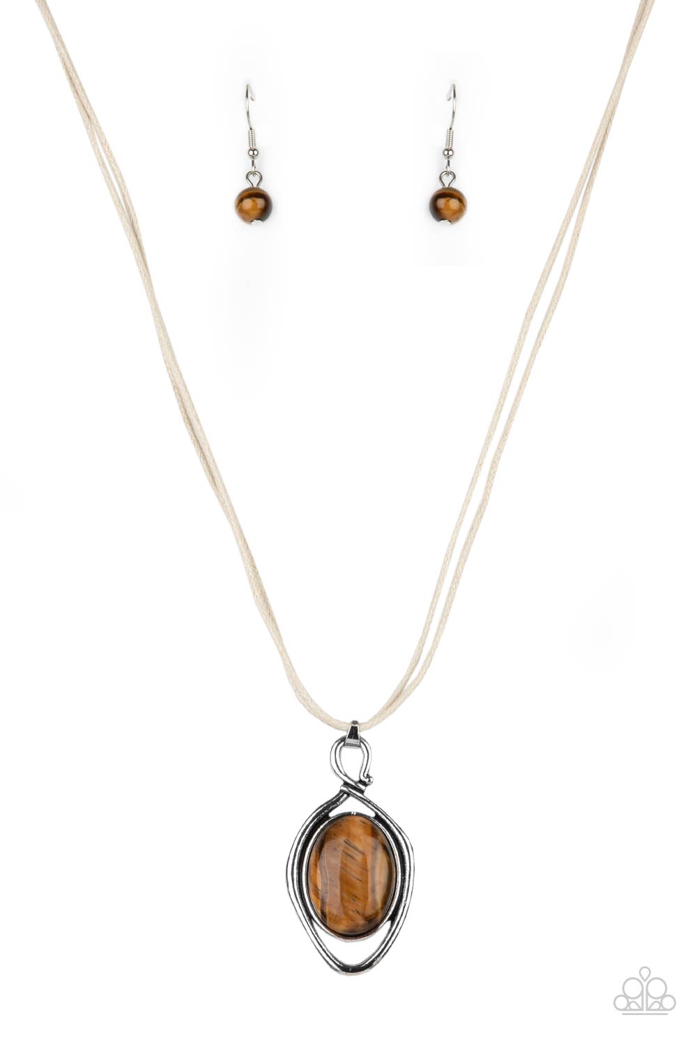 Desert Mystery Brown Tiger's Eye Stone Necklace - Paparazzi Accessories - lightbox -CarasShop.com - $5 Jewelry by Cara Jewels