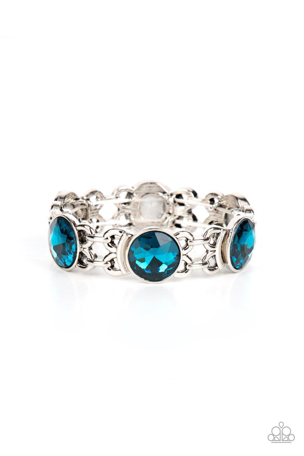 Devoted To Drama Blue Rhinestone Bracelet - Paparazzi Accessories- lightbox - CarasShop.com - $5 Jewelry by Cara Jewels