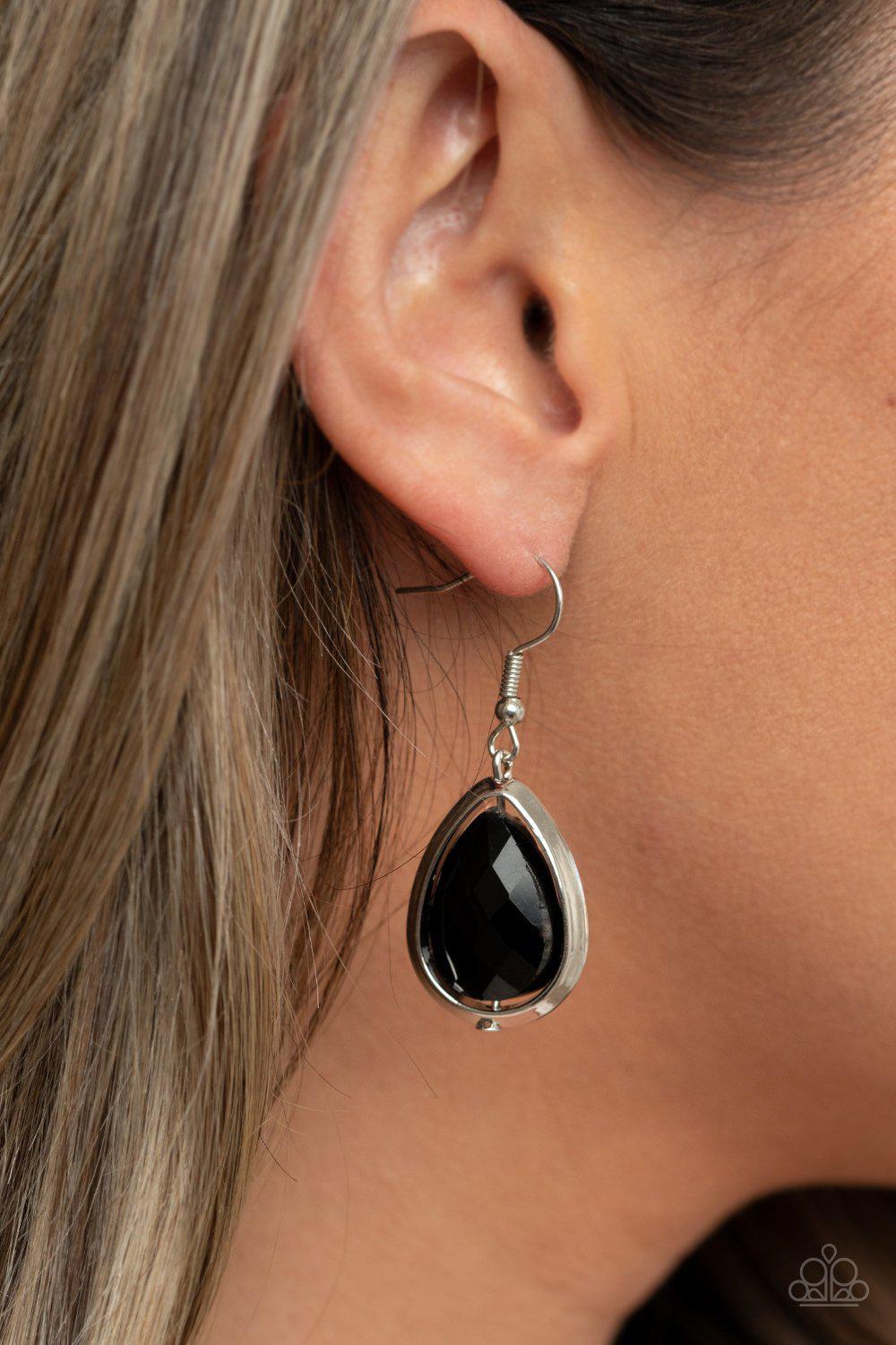 Drop-Dead Duchess Black Earrings - Paparazzi Accessories - model -CarasShop.com - $5 Jewelry by Cara Jewels