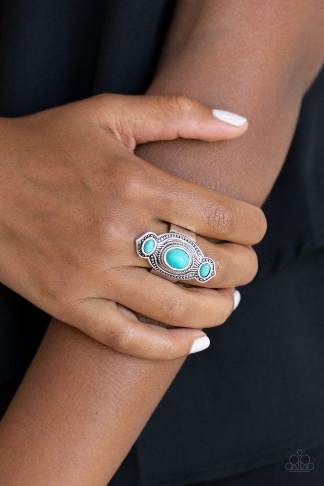 Dune Drifter Turquoise Blue Stone Ring - Paparazzi Accessories- lightbox - CarasShop.com - $5 Jewelry by Cara Jewels