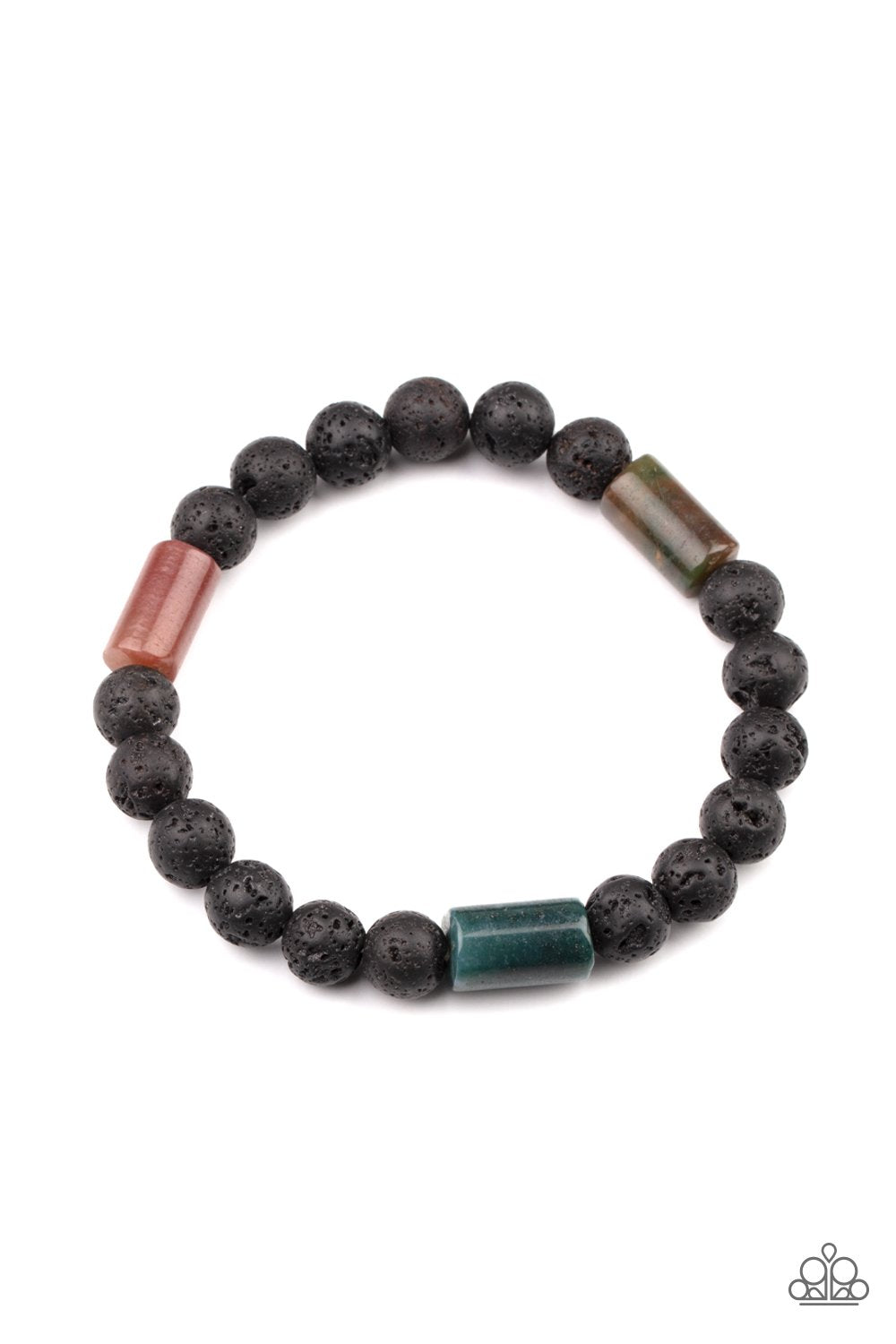 Earthy Energy Green and Black Lava Rock Bracelet - Paparazzi Accessories- lightbox - CarasShop.com - $5 Jewelry by Cara Jewels