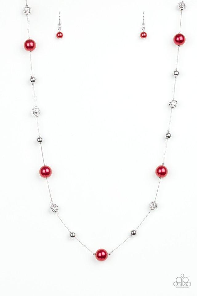 Eloquently Eloquent Red and Silver Necklace - Paparazzi Accessories- lightbox - CarasShop.com - $5 Jewelry by Cara Jewels