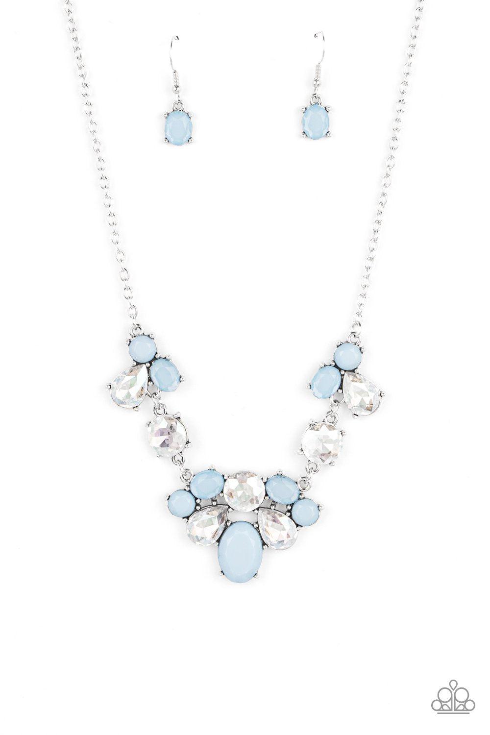 Ethereal Romance Blue and White Rhinestone Necklace - Paparazzi Accessories- lightbox - CarasShop.com - $5 Jewelry by Cara Jewels
