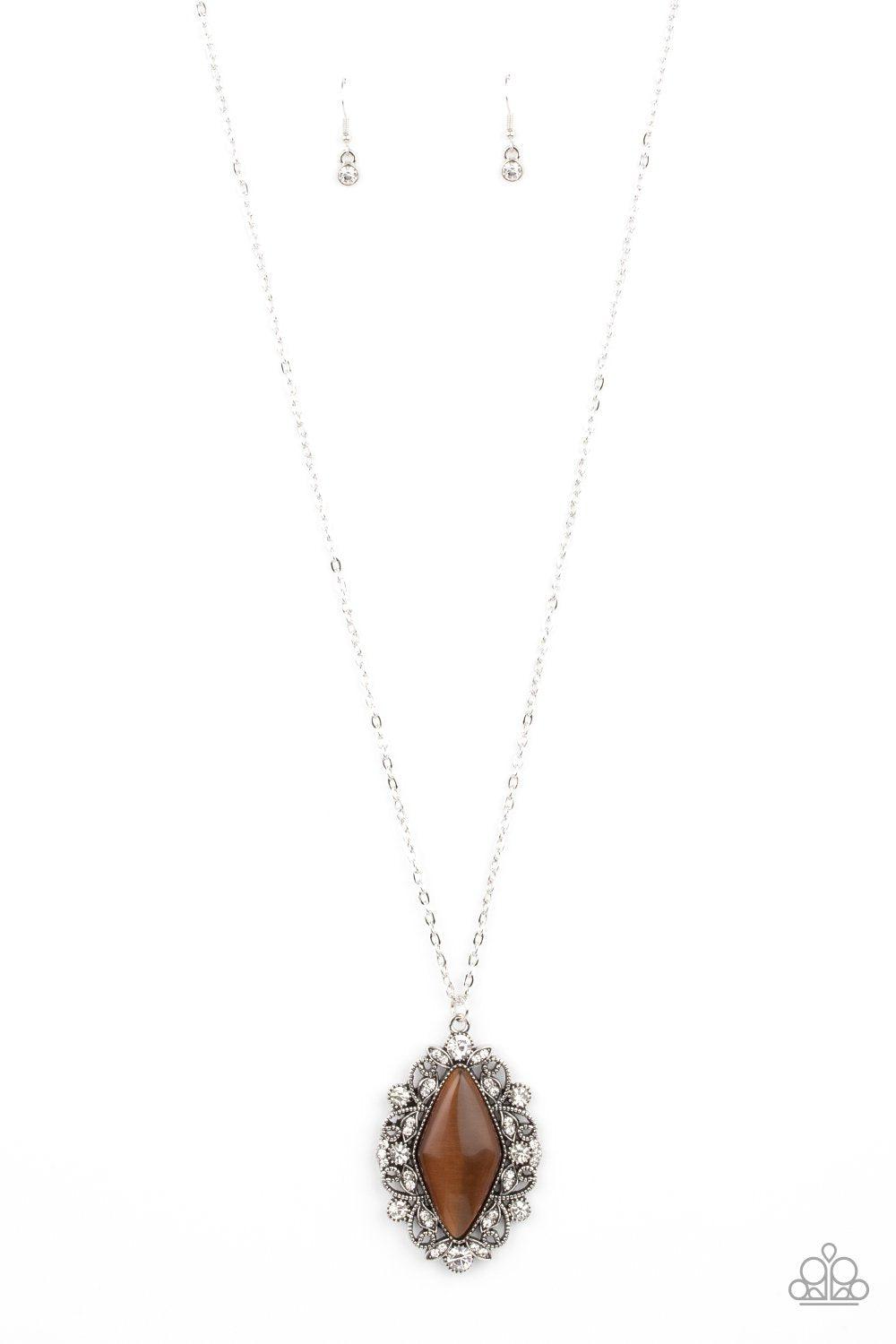 Exquisitely Enchanted Brown Cat&#39;s Eye Stone Necklace - Paparazzi Accessories- lightbox - CarasShop.com - $5 Jewelry by Cara Jewels