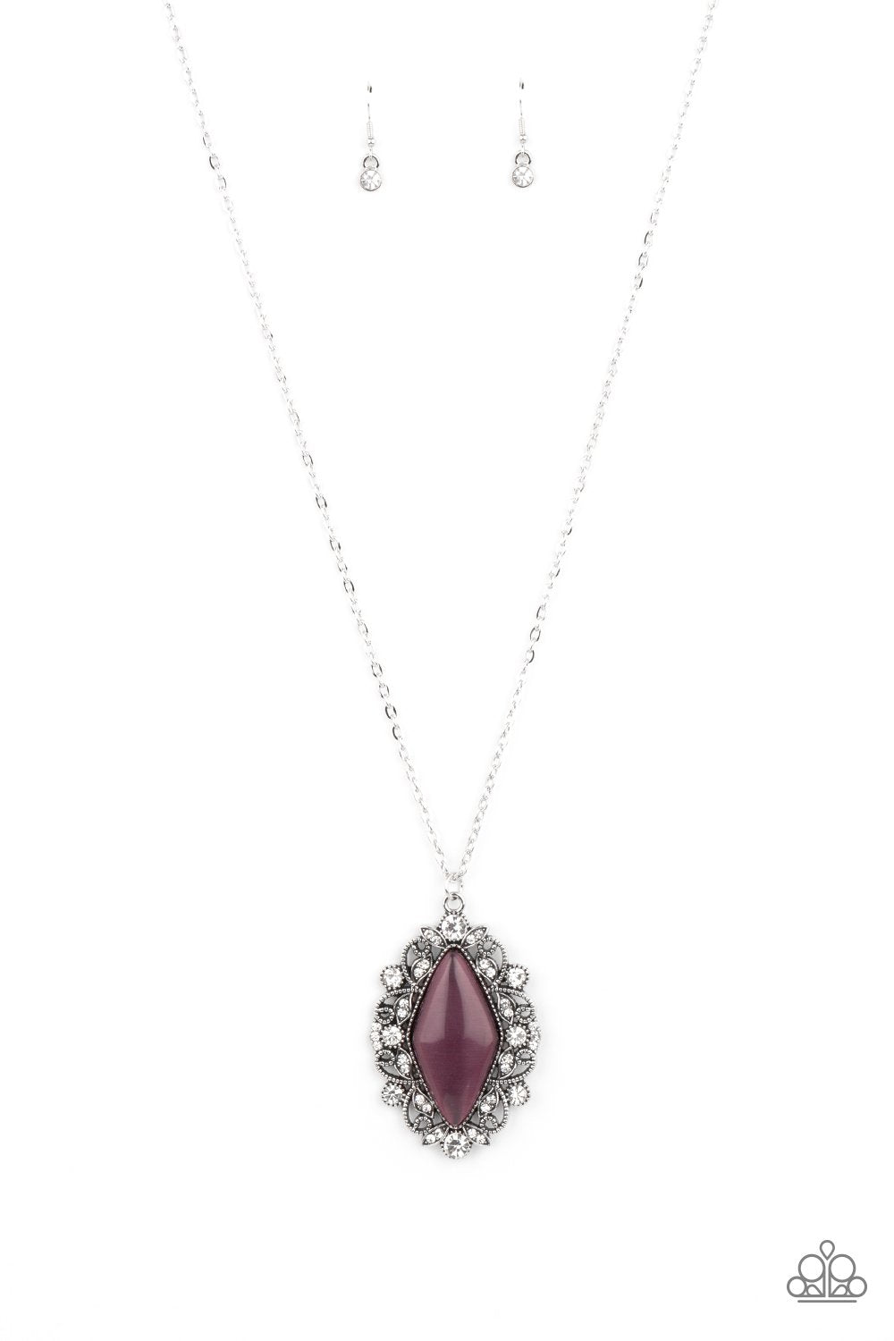 Exquisitely Enchanted Purple Cat&#39;s Eye Necklace - Paparazzi Accessories- lightbox - CarasShop.com - $5 Jewelry by Cara Jewels