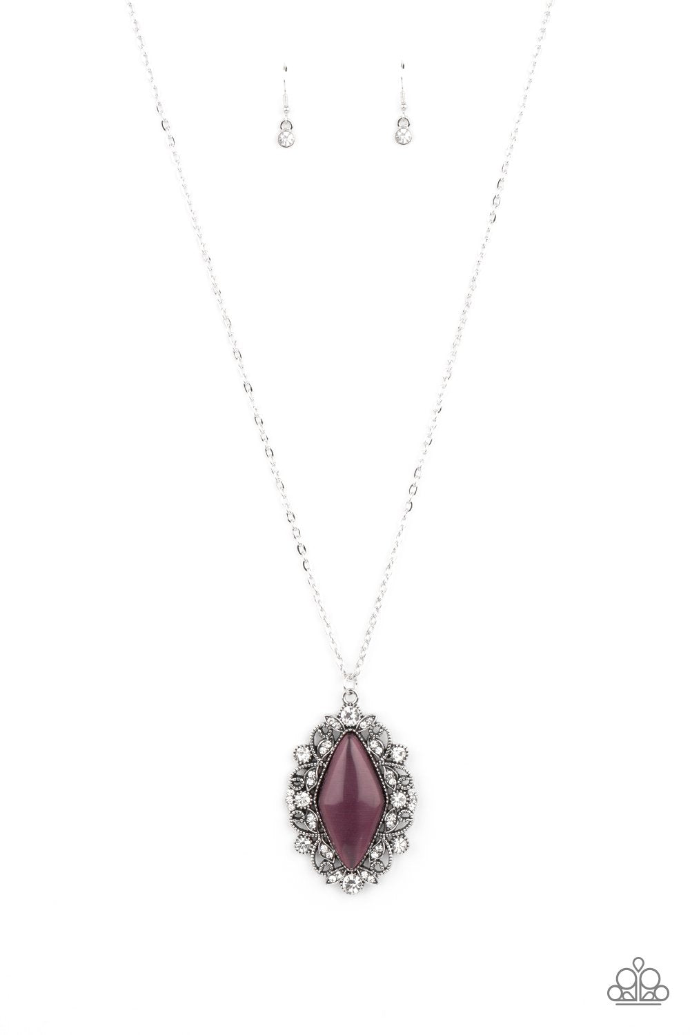 Exquisitely Enchanted Purple Cat's Eye Necklace - Paparazzi Accessories- lightbox - CarasShop.com - $5 Jewelry by Cara Jewels