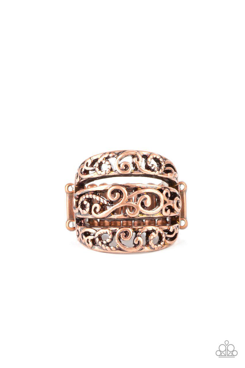 FRILLED To Be Here Copper Ring - Paparazzi Accessories- lightbox - CarasShop.com - $5 Jewelry by Cara Jewels