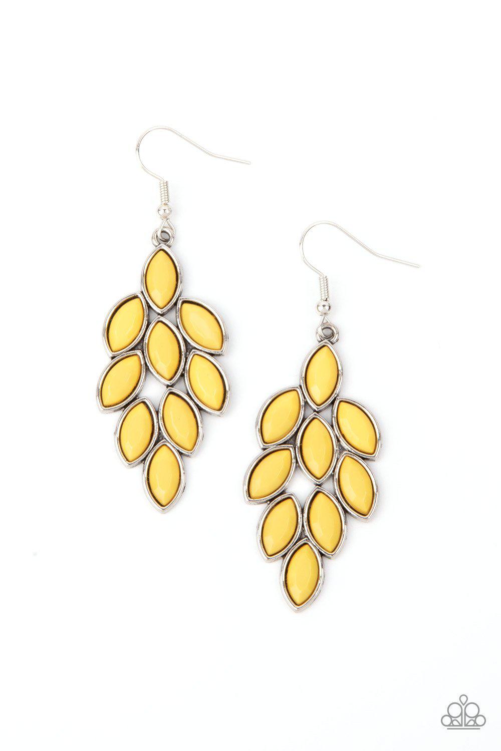 Flamboyant Foliage Yellow Earrings - Paparazzi Accessories- lightbox - CarasShop.com - $5 Jewelry by Cara Jewels