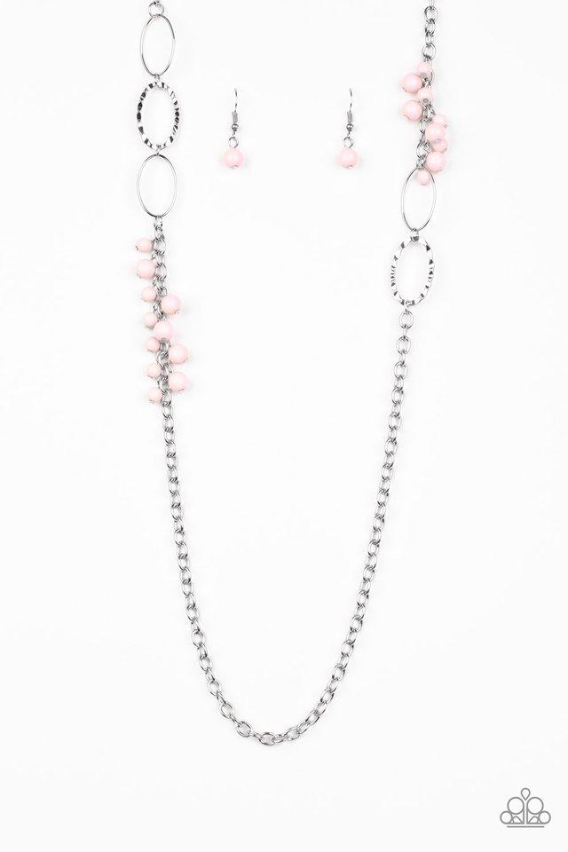 Flirty Foxtrot Pink and Silver Necklace - Paparazzi Accessories - lightbox -CarasShop.com - $5 Jewelry by Cara Jewels