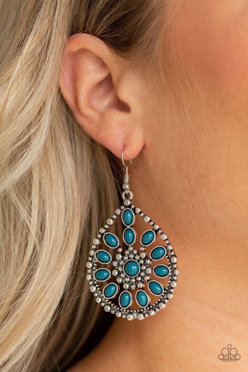 Free To Roam Blue Earrings - Paparazzi Accessories - model -CarasShop.com - $5 Jewelry by Cara Jewels