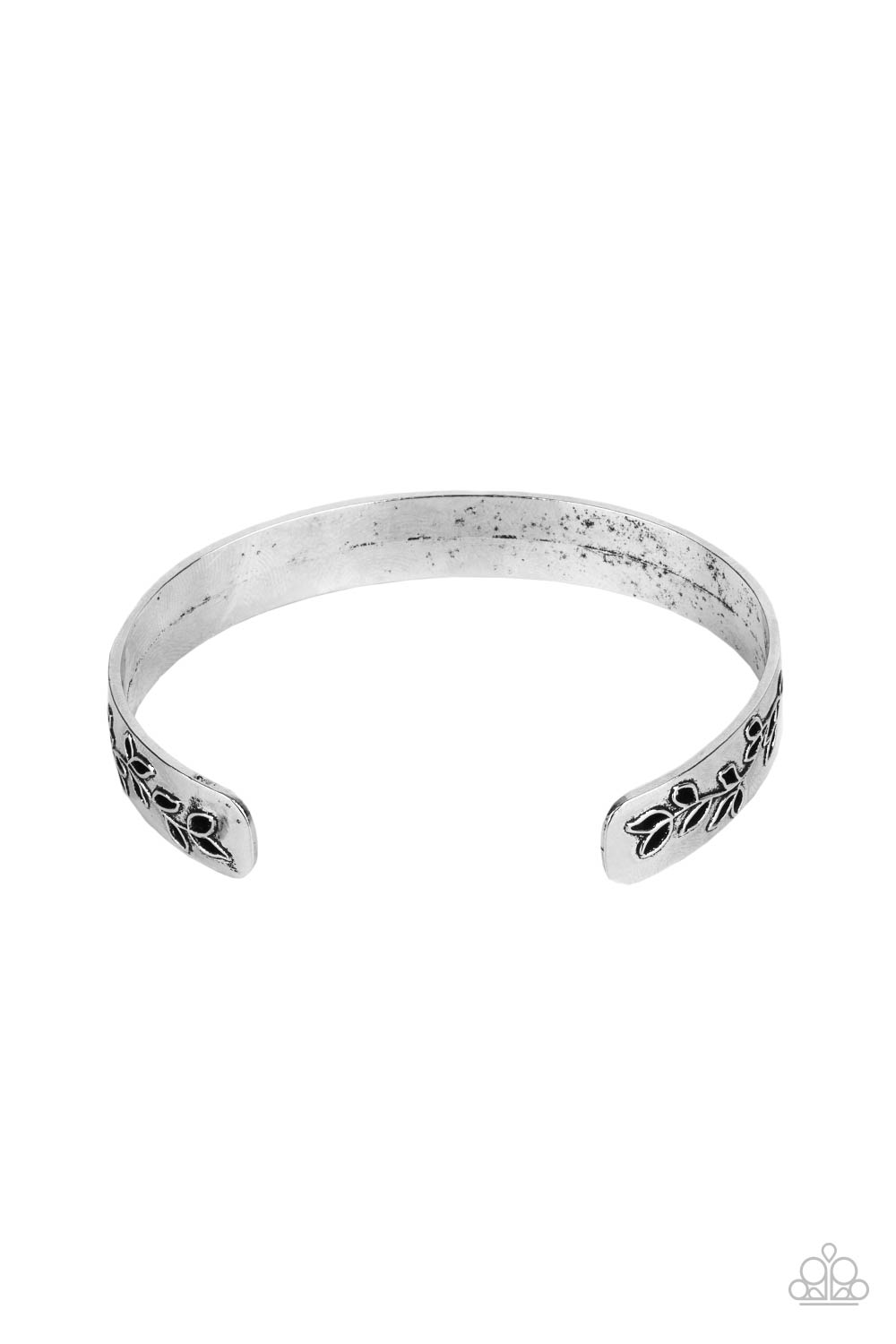 Frond Fable Silver Leaf Cuff Bracelet - Paparazzi Accessories- lightbox - CarasShop.com - $5 Jewelry by Cara Jewels