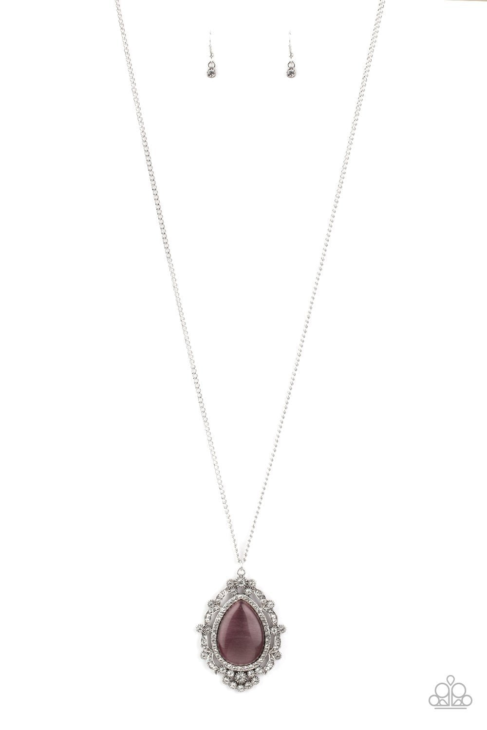 Frozen Gardens Purple Cat&#39;s Eye Stone Necklace - Paparazzi Accessories- lightbox - CarasShop.com - $5 Jewelry by Cara Jewels