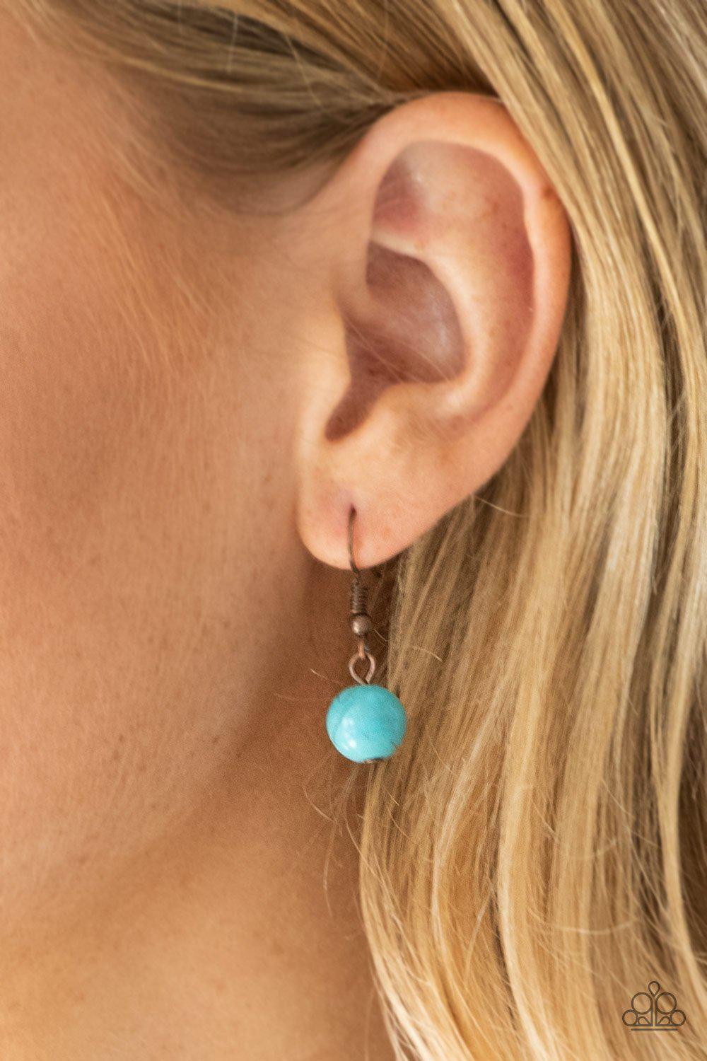 Full Frontier Copper and Turquoise Blue Stone Teardrop Necklace - Paparazzi Accessories - free matching earrings - CarasShop.com - $5 Jewelry by Cara Jewels