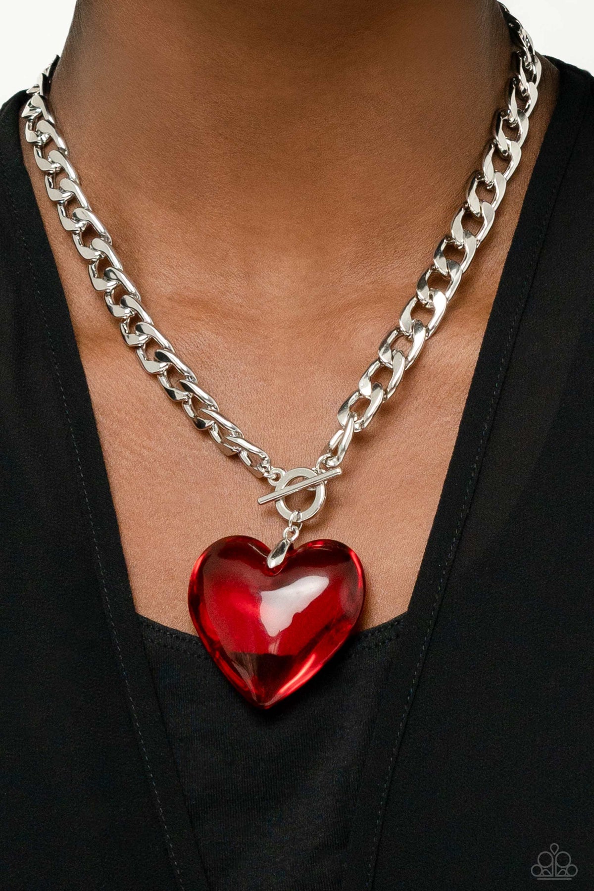 GLASSY-Hero Red Heart Necklace - Paparazzi Accessories