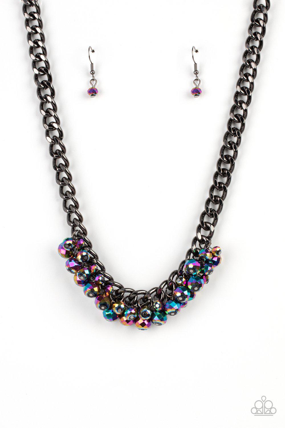 Galactic Knockout Multi Oil Spill Necklace - Paparazzi Accessories - lightbox -CarasShop.com - $5 Jewelry by Cara Jewels