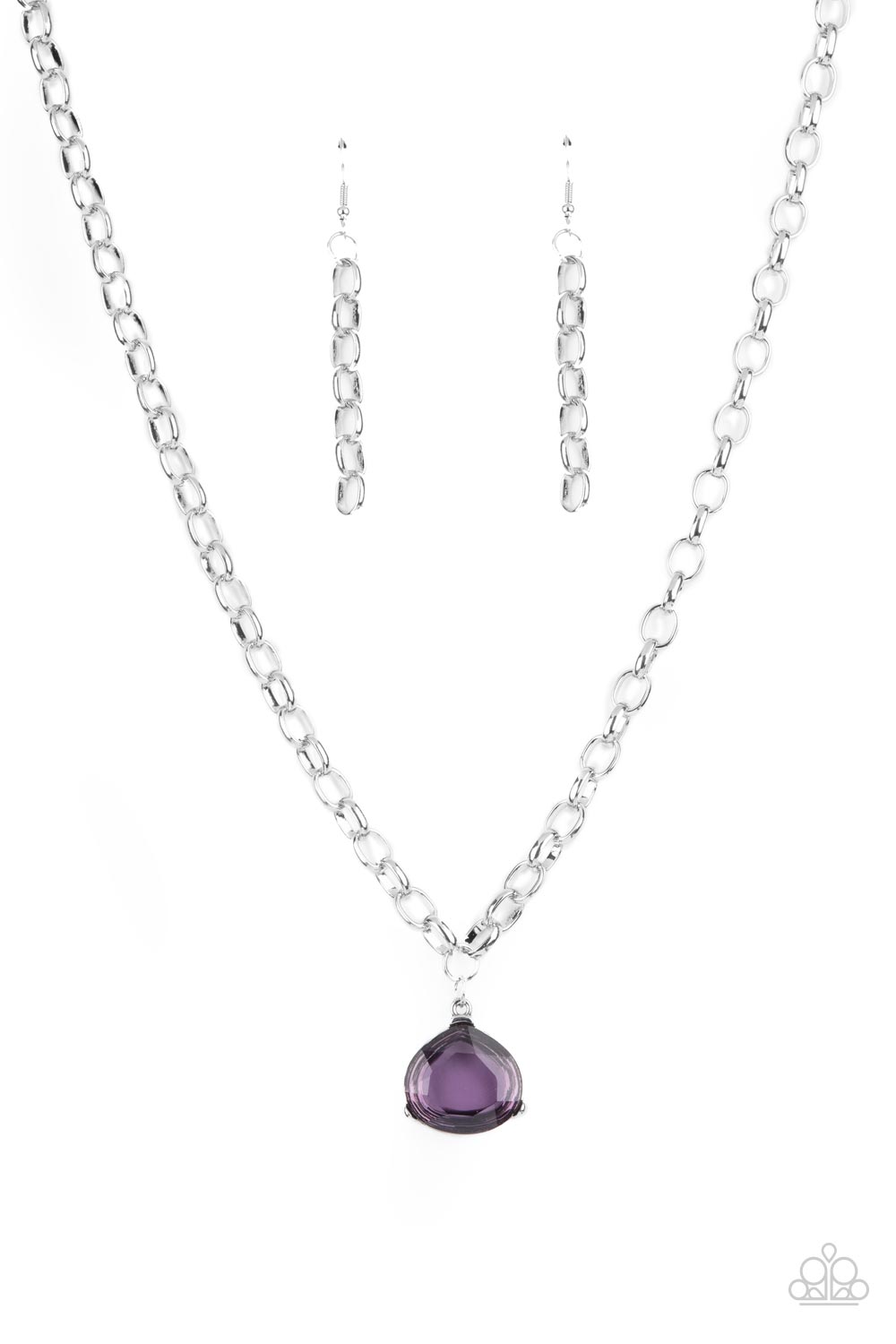 Gallery Gem Purple Rhinestone Necklace - Paparazzi Accessories- lightbox - CarasShop.com - $5 Jewelry by Cara Jewels