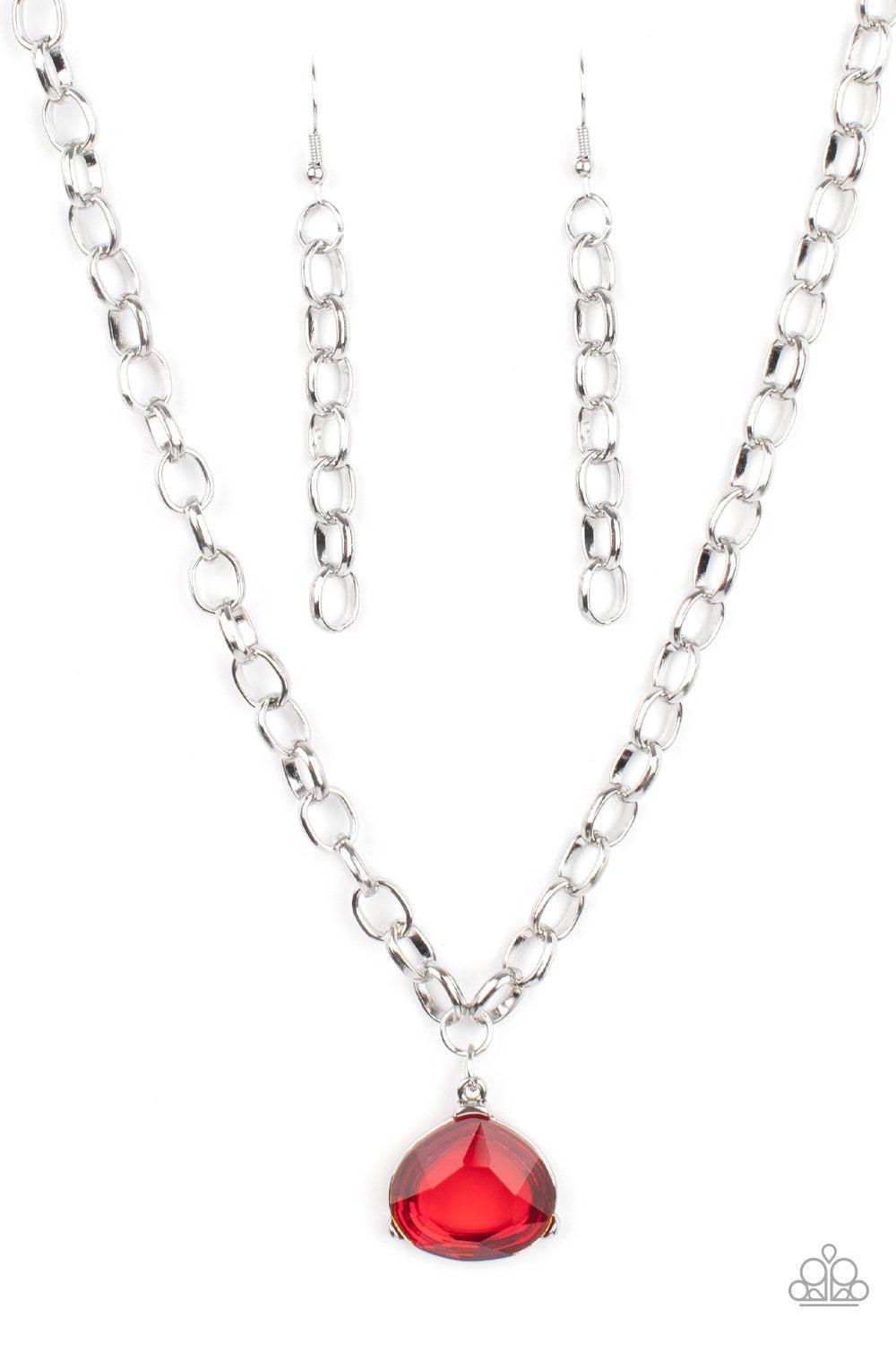 Gallery Gem Red Rhinestone Necklace - Paparazzi Accessories- lightbox - CarasShop.com - $5 Jewelry by Cara Jewels