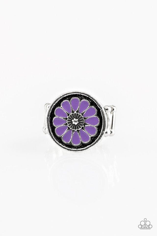 Garden View Purple Flower Ring - Paparazzi Accessories- lightbox - CarasShop.com - $5 Jewelry by Cara Jewels