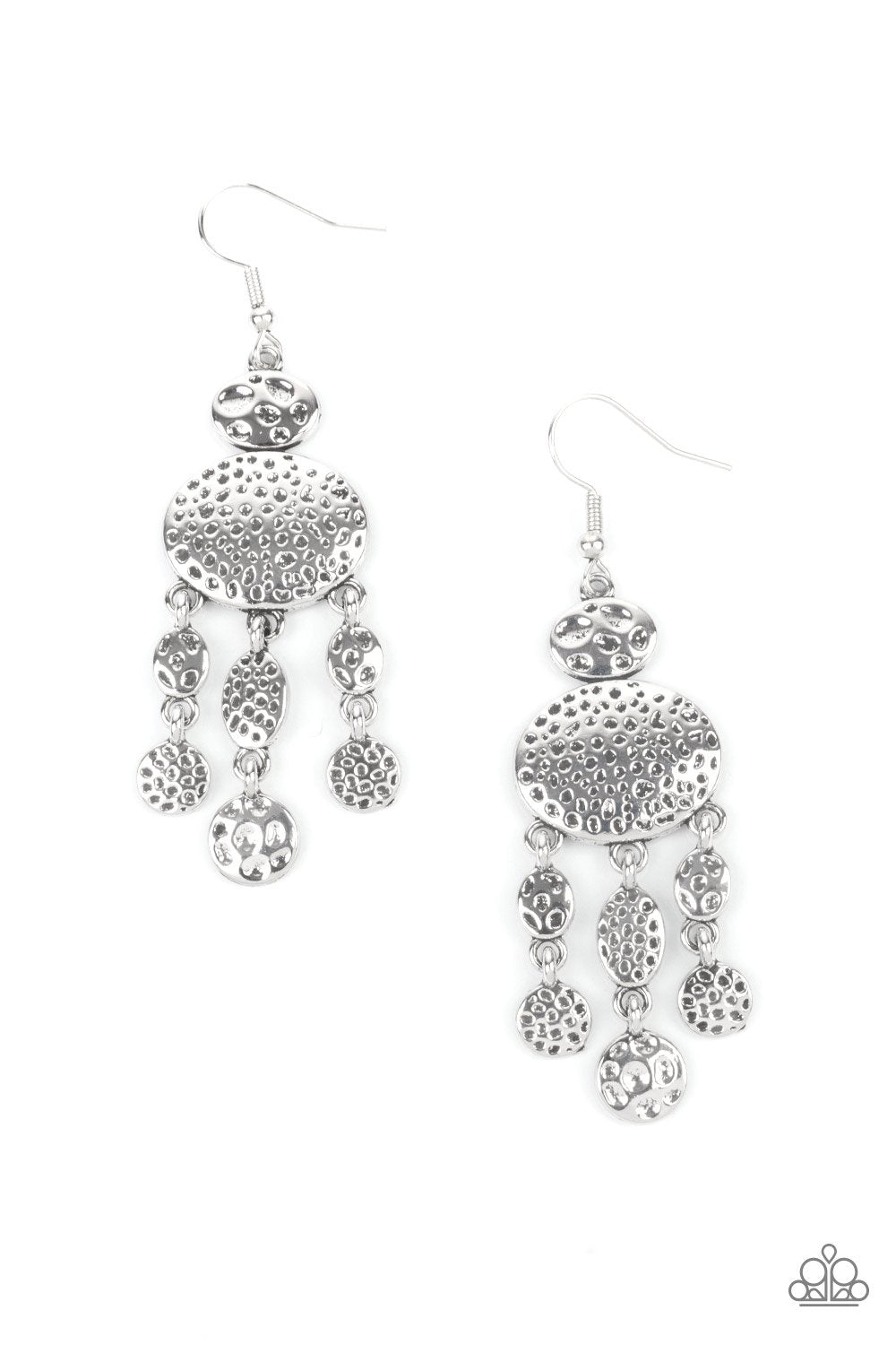 Get Your ARTIFACTS Straight Silver Earrings - Paparazzi Accessories- lightbox - CarasShop.com - $5 Jewelry by Cara Jewels