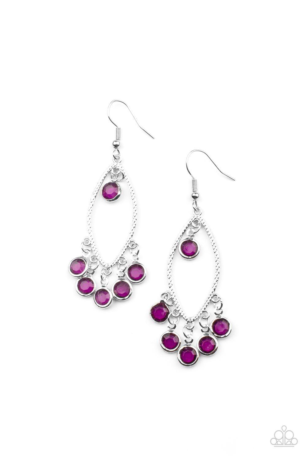 Glassy Grotto Purple Gem Earrings - Paparazzi Accessories- lightbox - CarasShop.com - $5 Jewelry by Cara Jewels