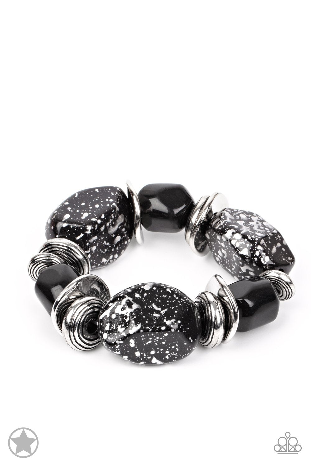 Glaze of Glory Black Chunky Bead Stretch Bracelet - Paparazzi Accessories - lightbox -CarasShop.com - $5 Jewelry by Cara Jewels