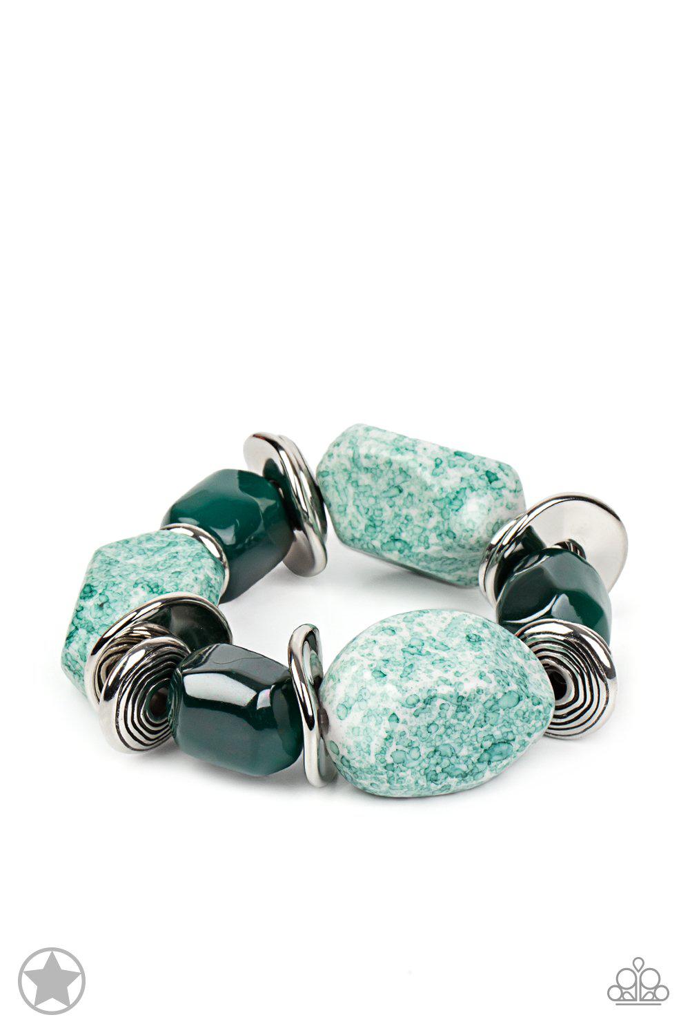 Glaze of Glory Blue Chunky Bead Stretch Bracelet - Paparazzi Accessories - lightbox -CarasShop.com - $5 Jewelry by Cara Jewels