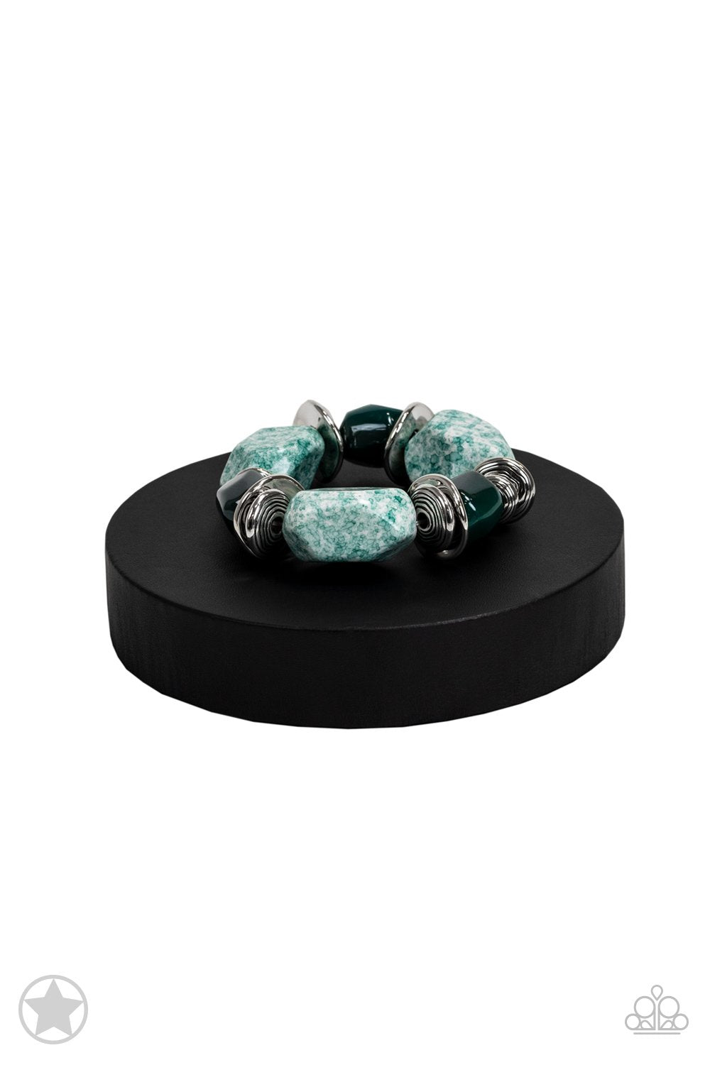 Glaze of Glory Blue Chunky Bead Stretch Bracelet - Paparazzi Accessories - Blockbuster - on bust - CarasShop.com - $5 Jewelry by Cara Jewels