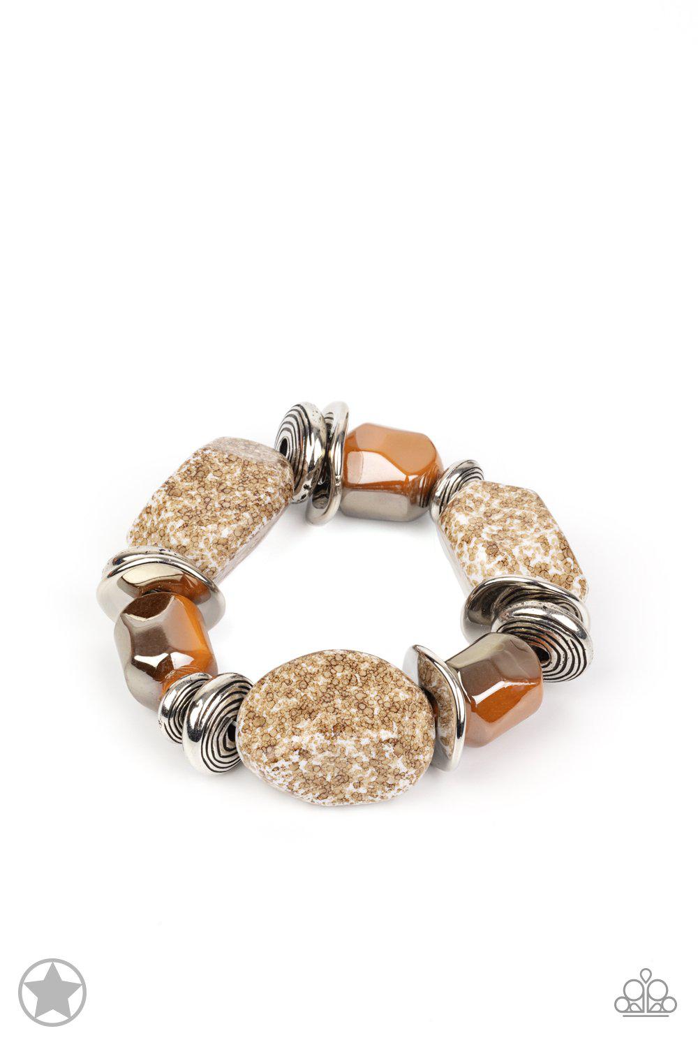Glaze of Glory Peach Chunky Bead Stretch Bracelet - Paparazzi Accessories - lightbox -CarasShop.com - $5 Jewelry by Cara Jewels