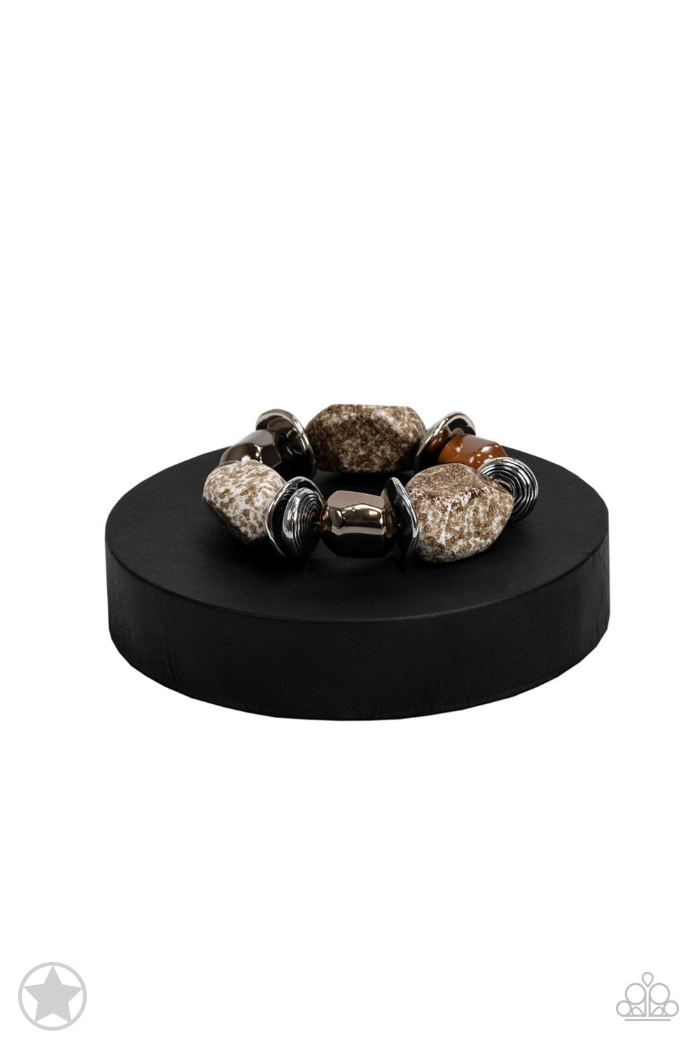 Glaze of Glory Peach Chunky Bead Stretch Bracelet - Paparazzi Accessories- on bust -CarasShop.com - $5 Jewelry by Cara Jewels
