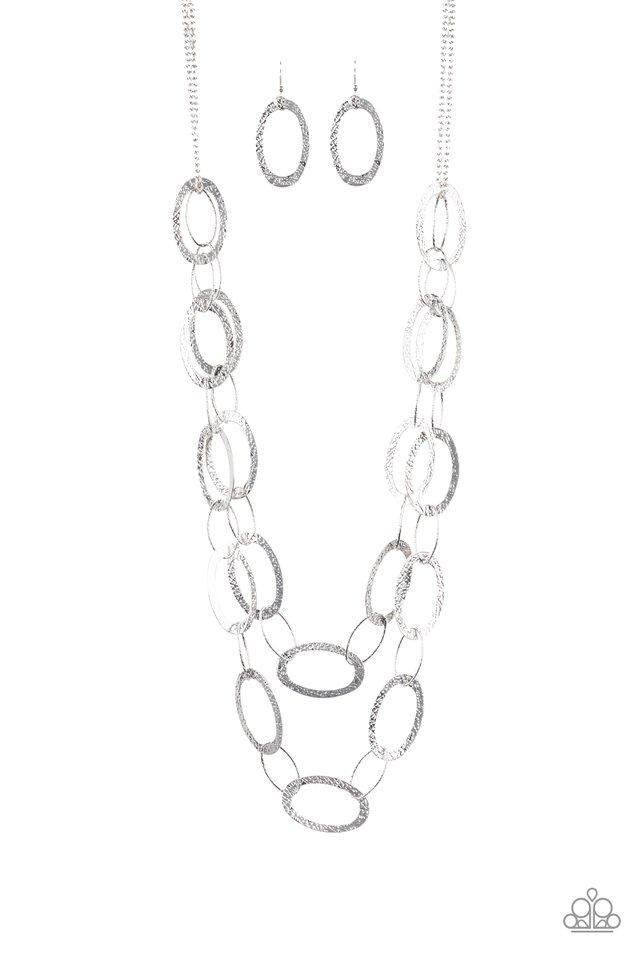 Glimmer Goals Silver Chain Link Necklace - Paparazzi Accessories - lightbox -CarasShop.com - $5 Jewelry by Cara Jewels