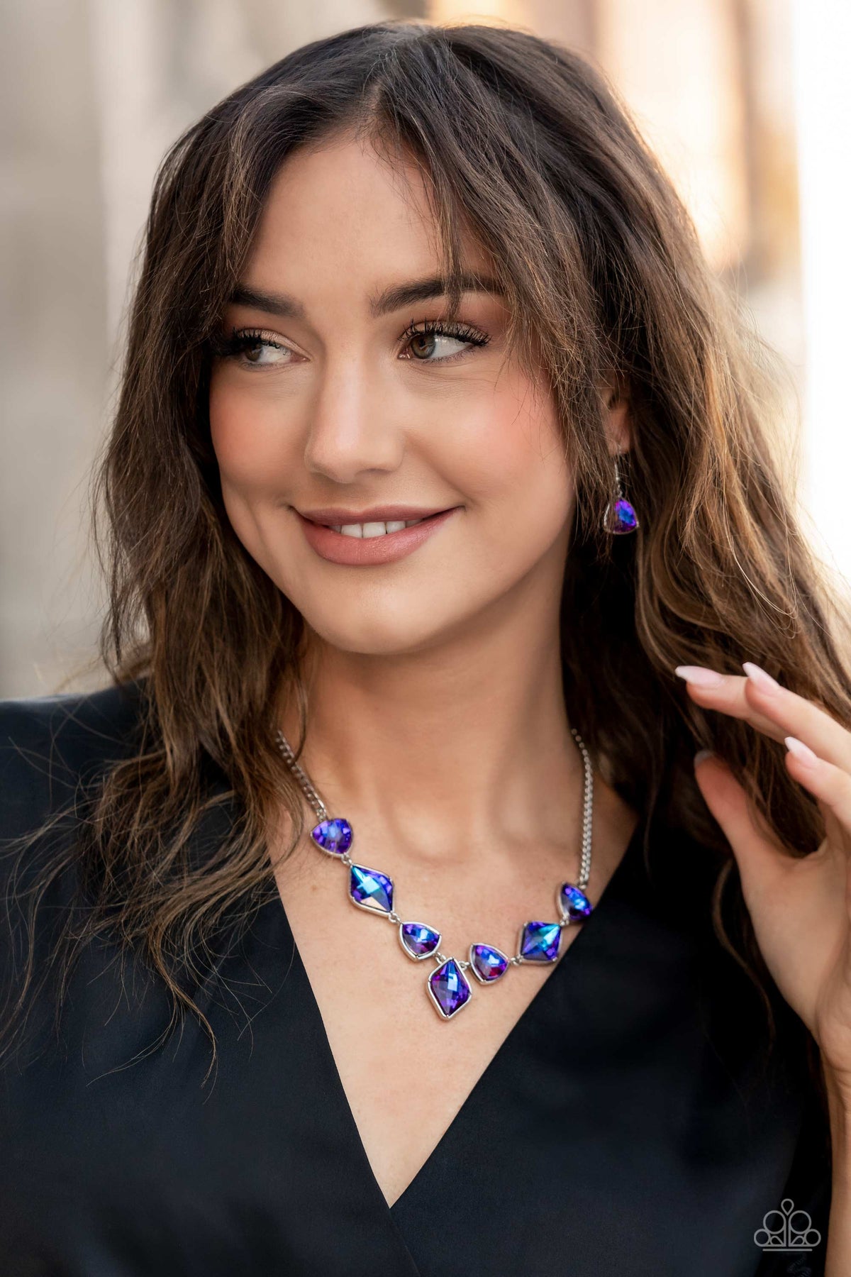Glittering Geometrics Purple Necklace - Paparazzi Accessories