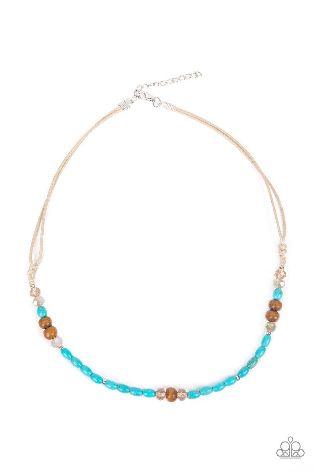 Groundbreaking Glamour Turquoise Blue Stone Urban Necklace - Paparazzi Accessories- model - CarasShop.com - $5 Jewelry by Cara Jewels