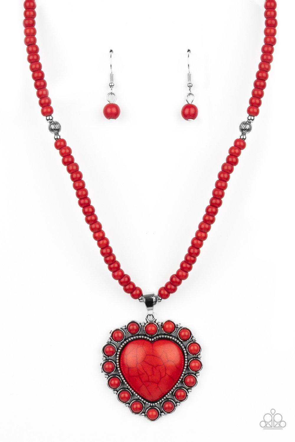 Red stone deals heart necklace