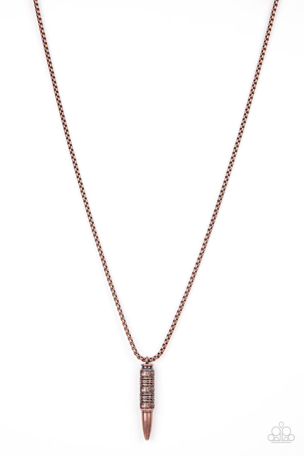 Highland Hunter Men&#39;s Copper Bullet Necklace - Paparazzi Accessories- lightbox - CarasShop.com - $5 Jewelry by Cara Jewels