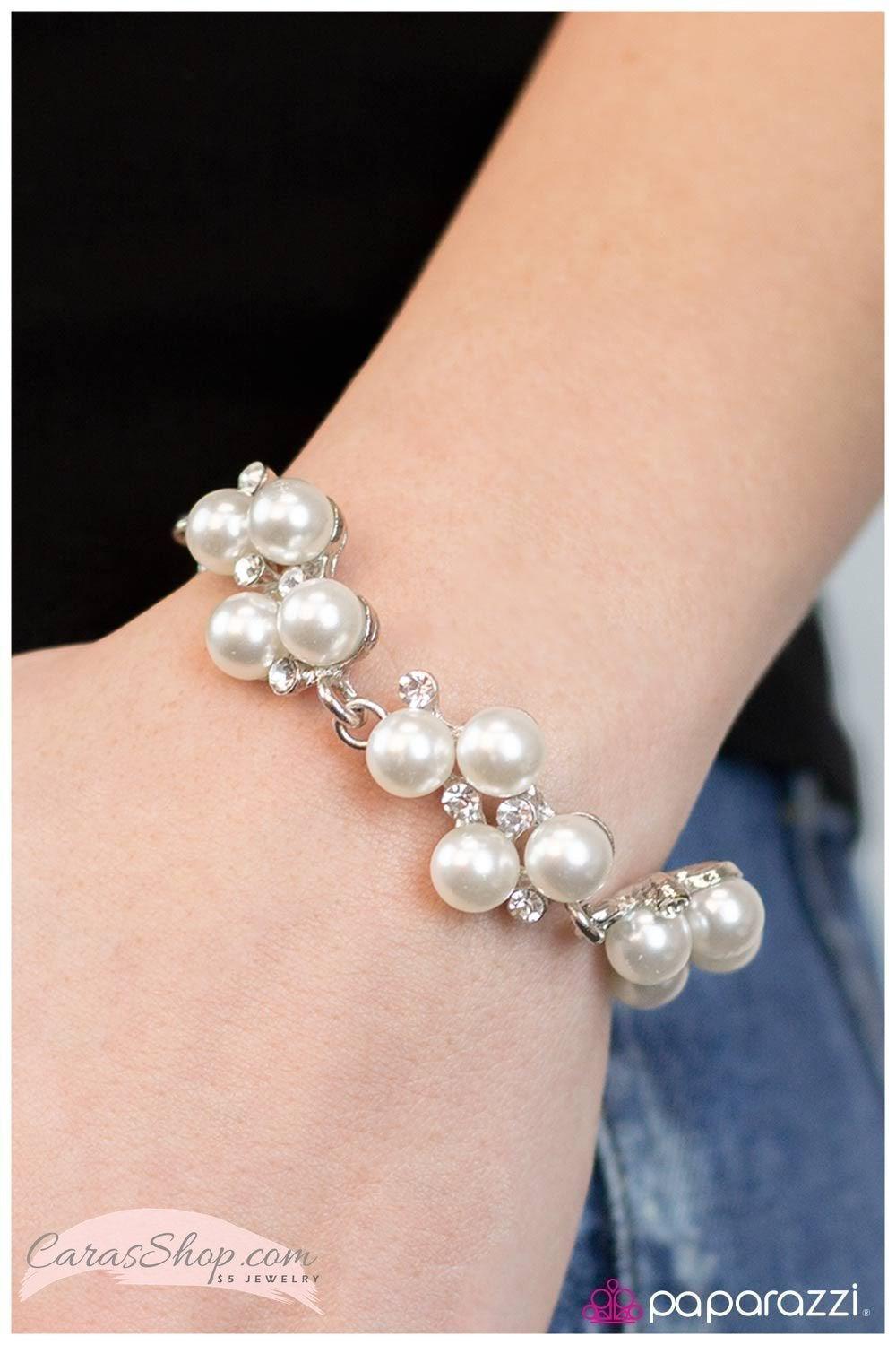 I Do - White Pearl Bracelet - Paparazzi Accessories - Blockbuster - best seller - CarasShop.com - $5 Jewelry by Cara Jewels