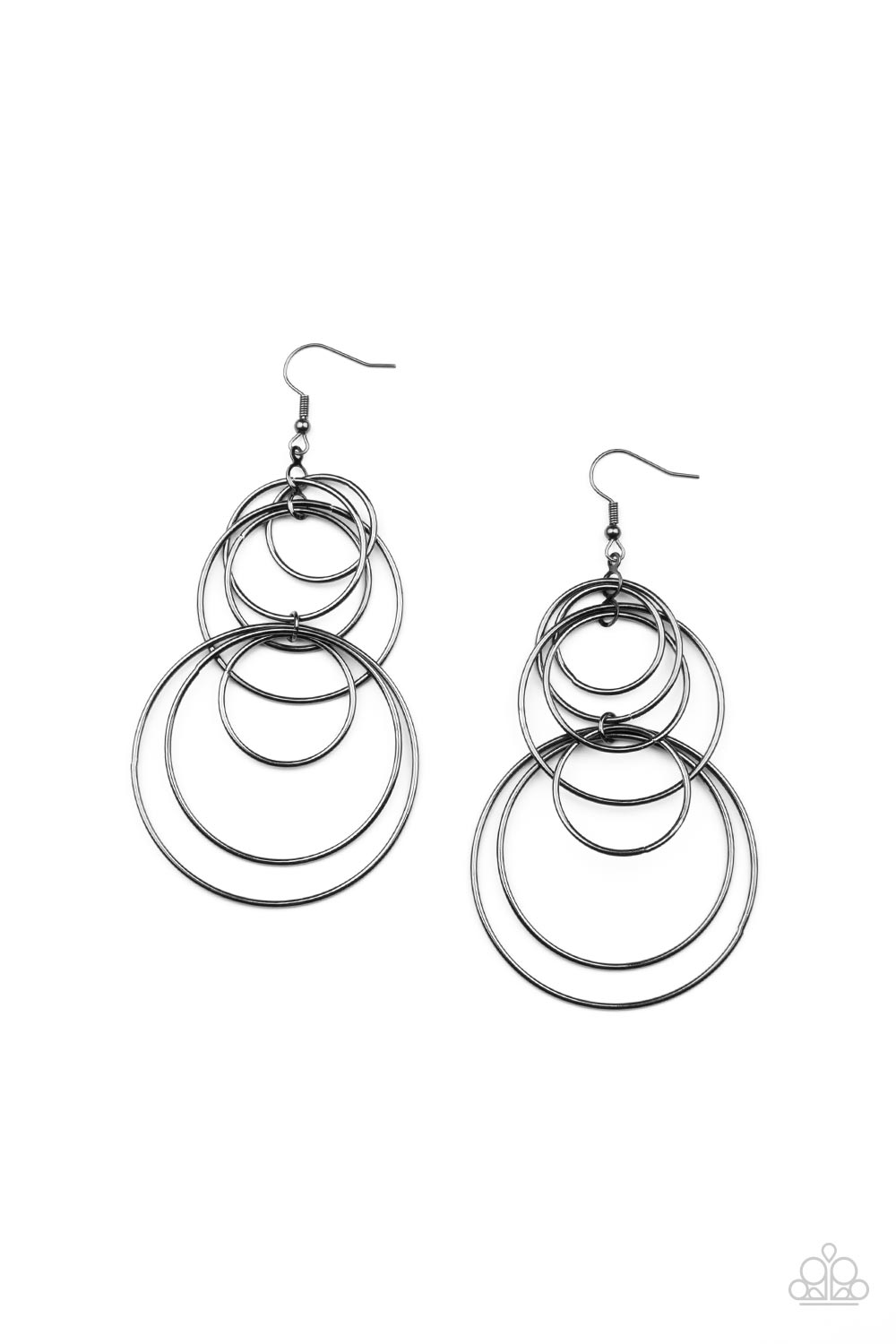 I Feel Dizzy Gunmetal Black Earrings - Paparazzi Accessories- lightbox - CarasShop.com - $5 Jewelry by Cara Jewels