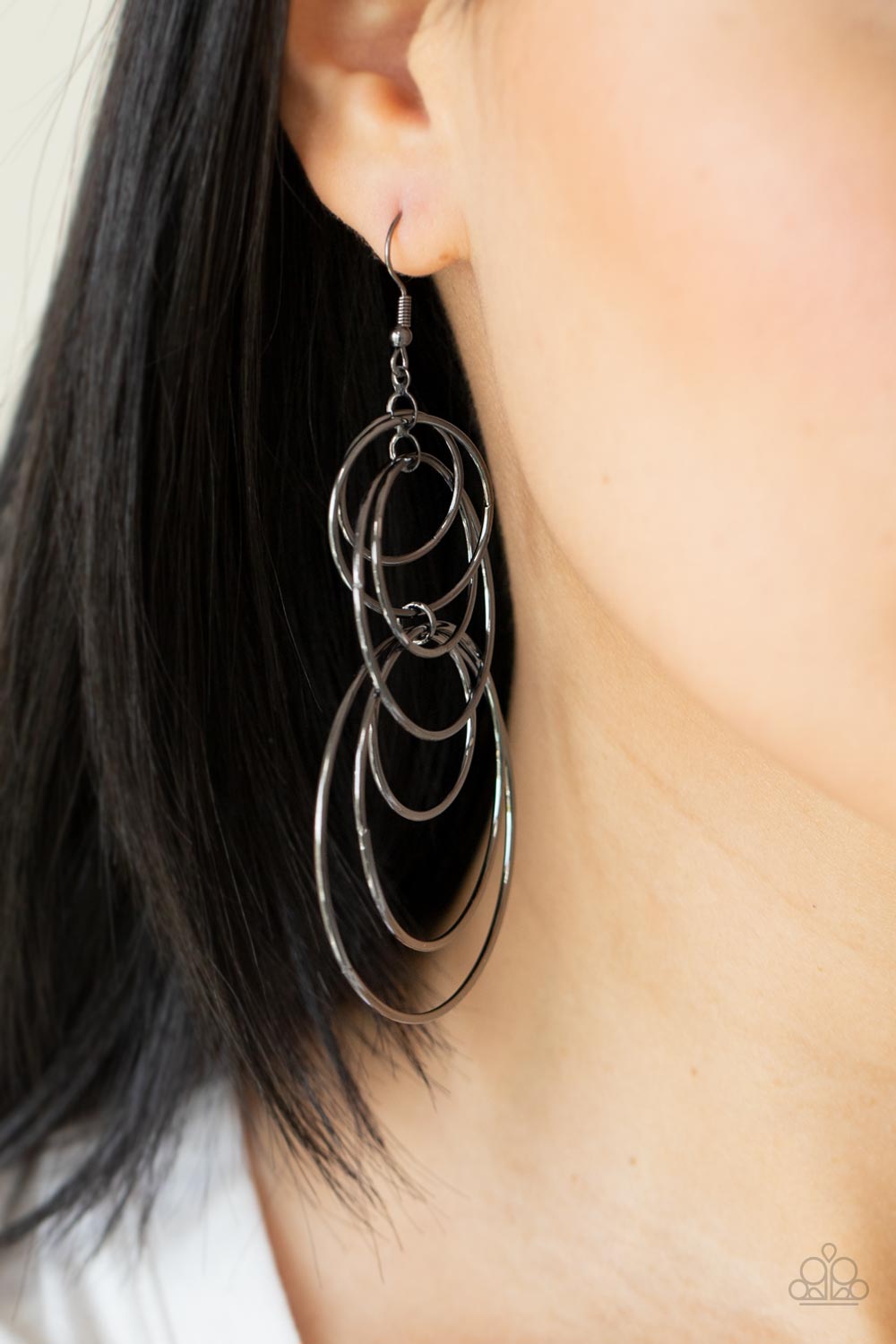 I Feel Dizzy Gunmetal Black Earrings - Paparazzi Accessories- lightbox - CarasShop.com - $5 Jewelry by Cara Jewels