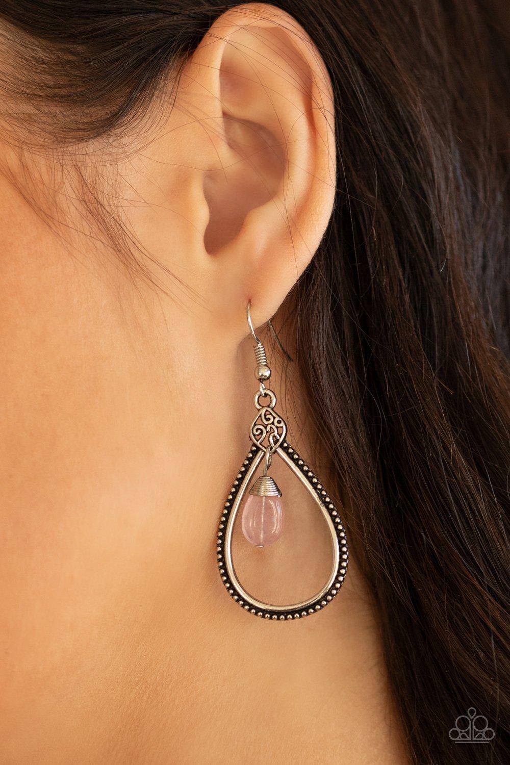 I&#39;ll Believe It ZEN I See It Pink Earrings - Paparazzi Accessories- model - CarasShop.com - $5 Jewelry by Cara Jewels