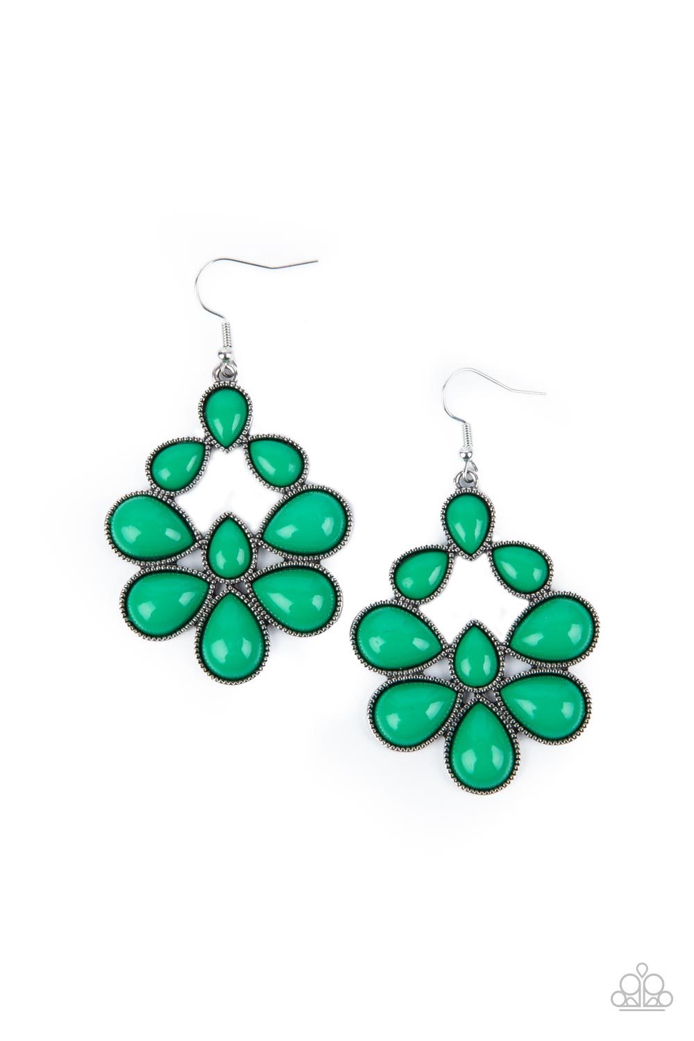 In Crowd Couture Green Earrings - Paparazzi Accessories- lightbox - CarasShop.com - $5 Jewelry by Cara Jewels