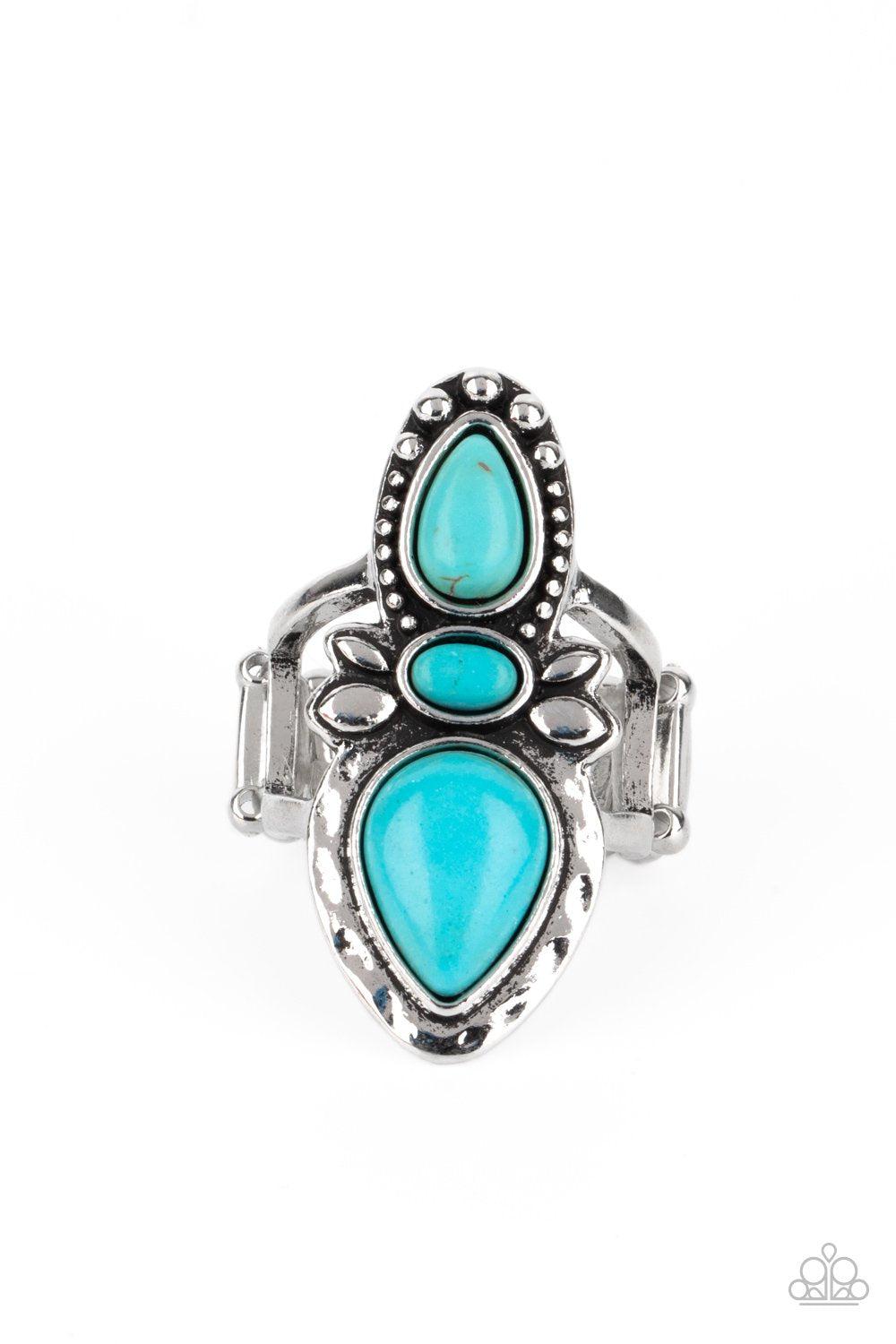 In a BADLANDS Mood Turquoise Blue Stone Ring - Paparazzi Accessories- lightbox - CarasShop.com - $5 Jewelry by Cara Jewels